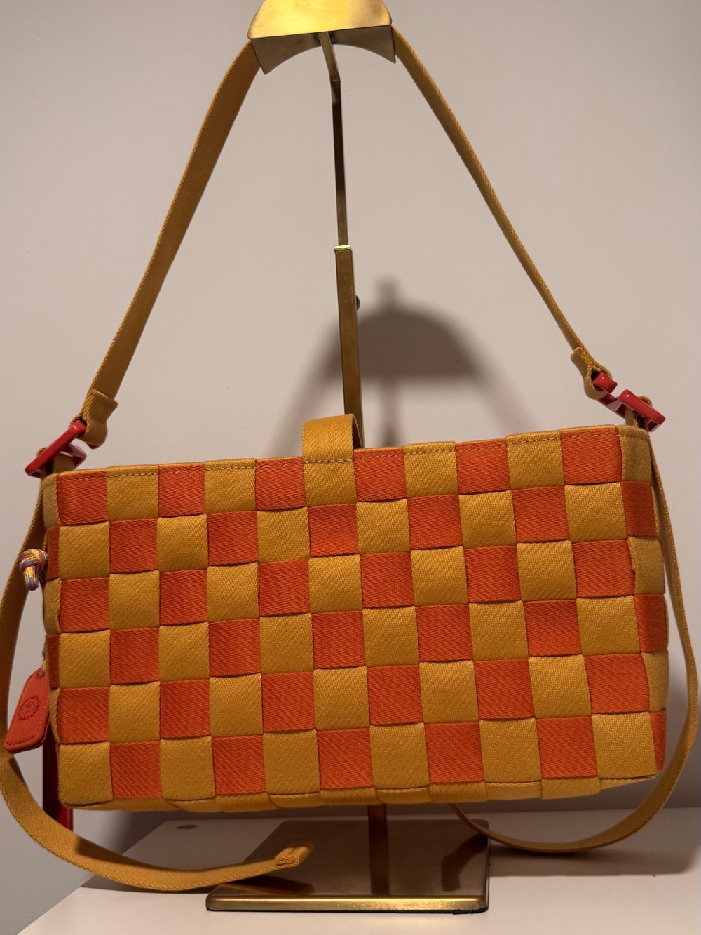 Coachtopia Woven Orange & Yellow Checker Shoulder Bag (NWOT) - Picture 3 of 5